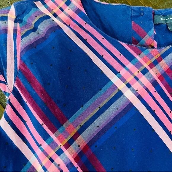 Tommy Hilfiger Plaid Polka Dot Cap Sleeve Dress in Girl’s Size 16 - Picture 2 of 10